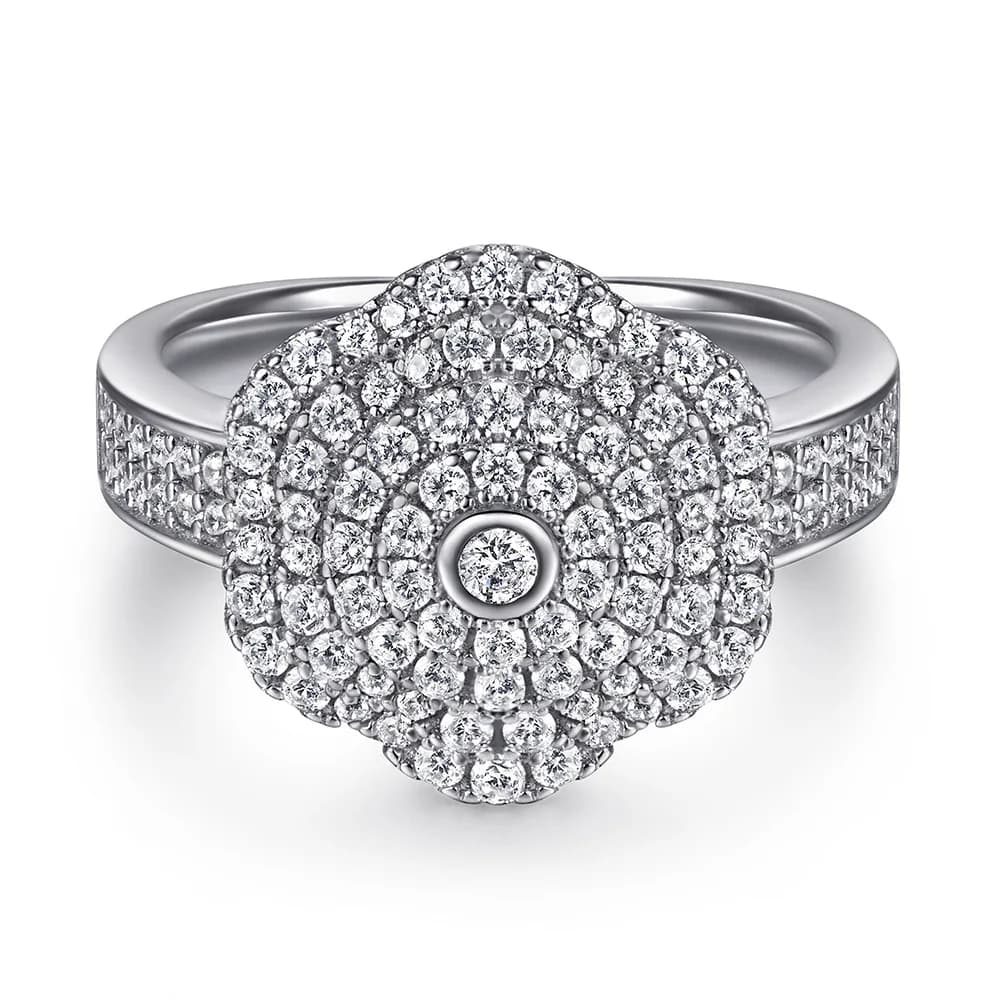 S925 argento puro placcato oro 18 carati PT950 pietra preziosa di platino con diamanti pieni organizzati anello di diamanti, anello nuziale di lusso leggero