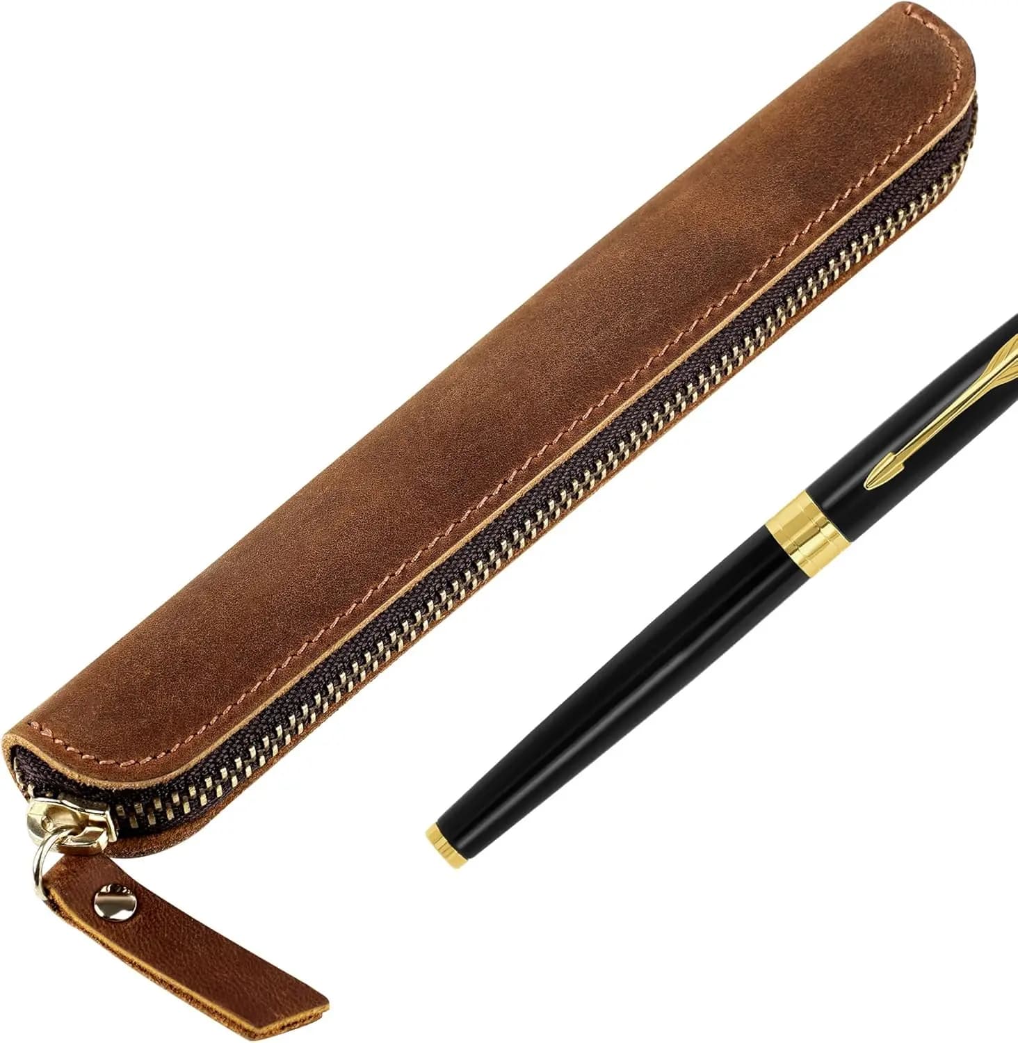 Genuine Leather Pen Pouch Handmade, Single Pen Case Fountain Pen Sleeve Holder Pouch Cover Vintage, Mini Pencil Bag