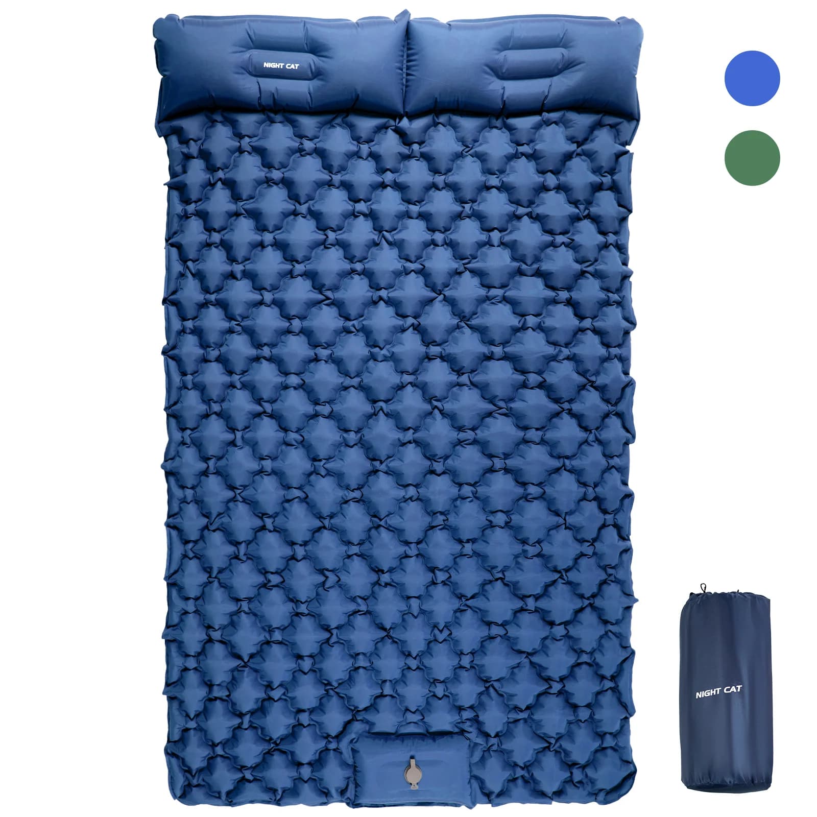 Materassino Gonfiabile Doppio con Pompa a Pedale per Campeggio, Escursionismo, Ultraleggero per 2 Persone Blu/Verde