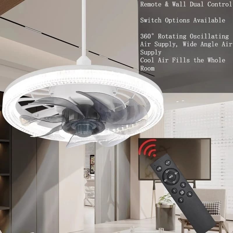 Ventilatore da Soffitto Moderno con Luce LED, Telecomando, Dimmerabile, Attacco E27, Ventilatore Elettrico Intelligente per Camera da Letto e Soggiorno