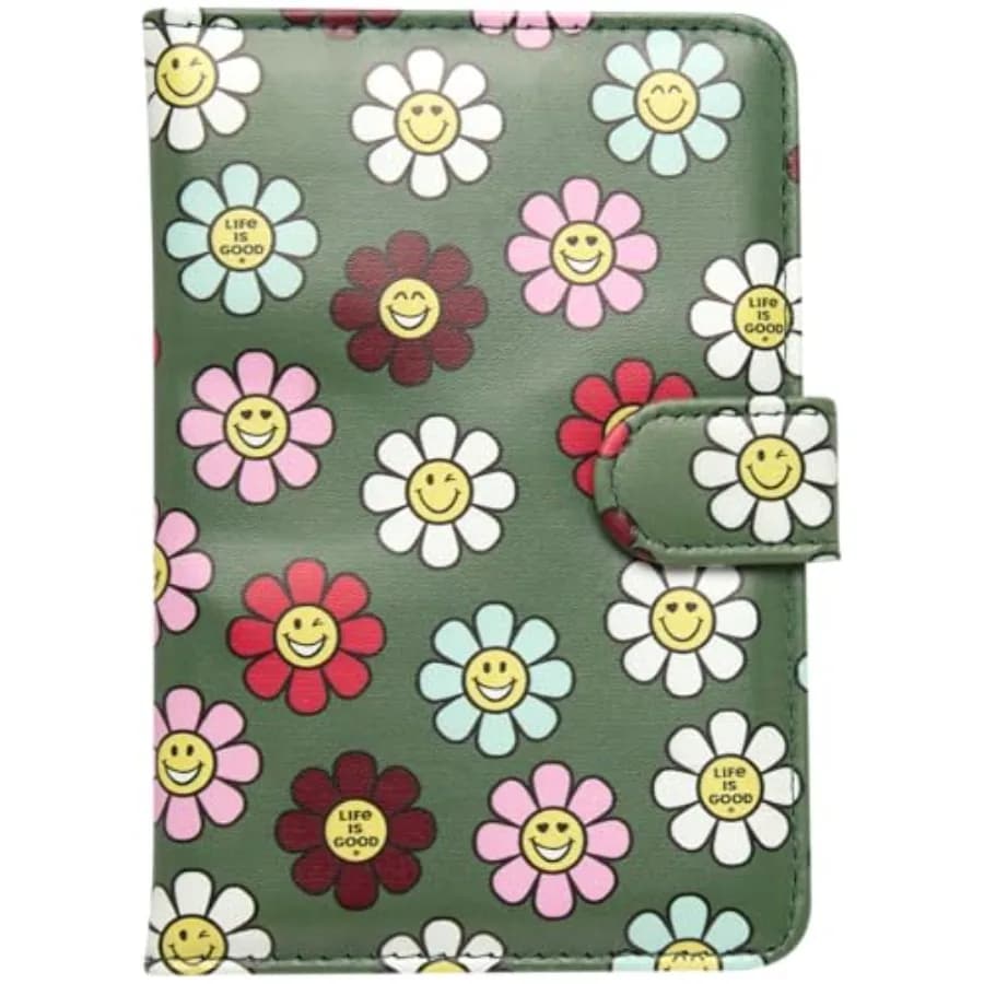 Travel Passport Cover - Anti-Theft Passport Holder Wallet with Interior Card Slots with Magnetic Snap Closure, Happy Daisy