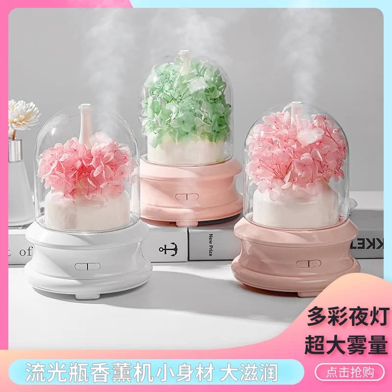 USB Essential Oil Diffuser DIY Dried Flower Decor Color Changing Night Light Home Fragrance Humidifier