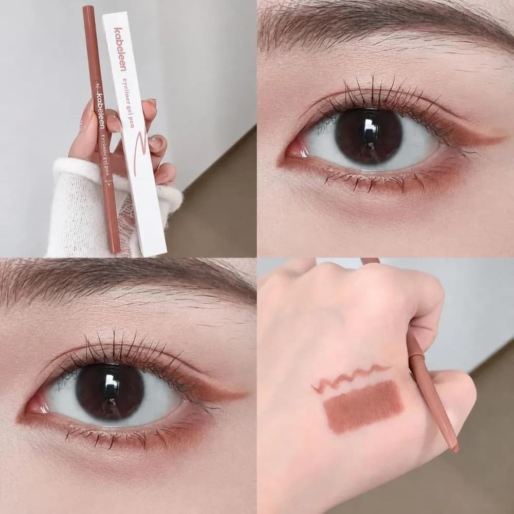 Double Headed Eyeliner Gel Pen Ultra-fine with Angled Brush Eyeliner Pencil Long-Lasting Waterproof Eyeshadow Contour Stick