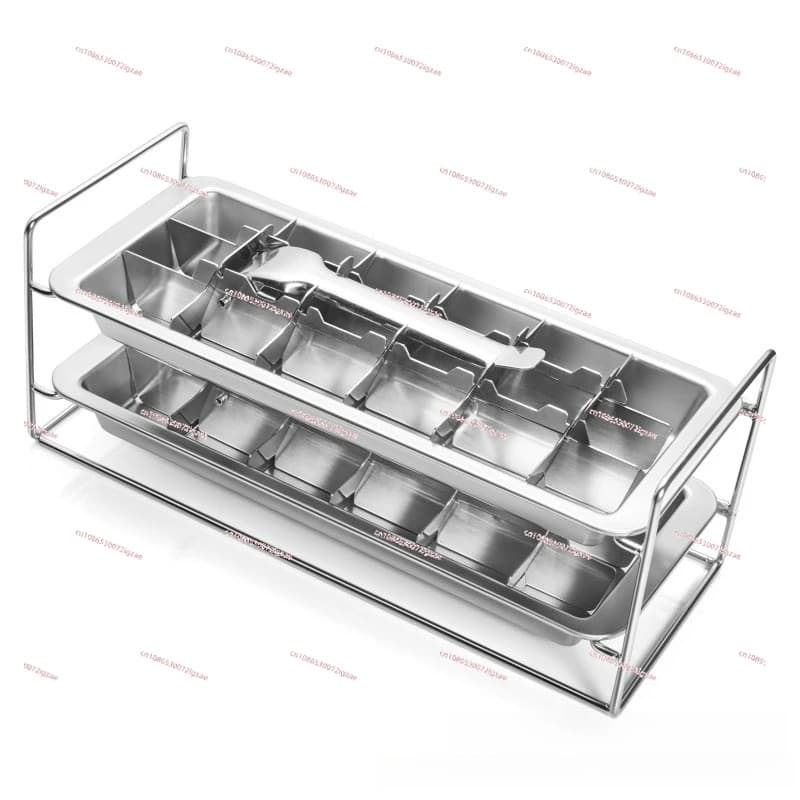 Vassoio per ghiaccio in acciaio inossidabile 304 Rimozione rapida Stampo per ghiaccio Cubo Scatola in metallo per uso alimentare