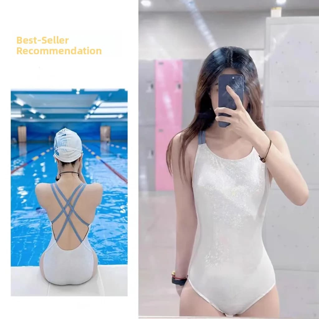 High Slit Transparent Swimsuit Women's Cetitive Swimming Gym Thermal Swimsuit Qui Dry Fixed Chest Pad No Sve