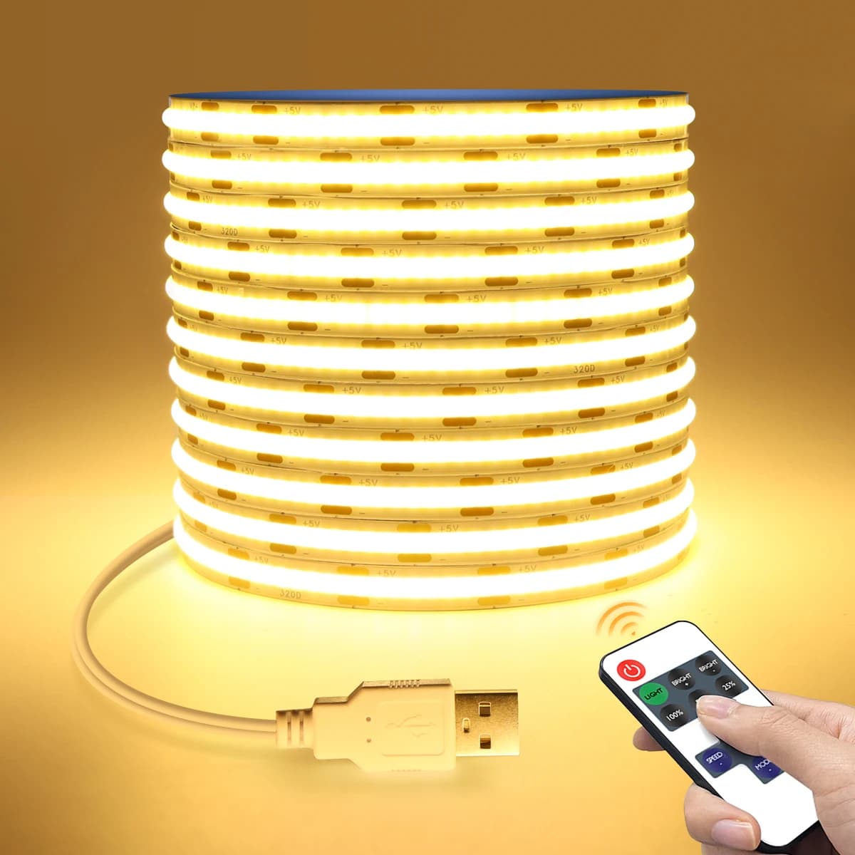 Striscia LED COB alimentata tramite USB DC5V con telecomando dimmerabile RF 1/2/3/5M Nastro LED flessibile per la decorazione della retroilluminazione dello specchio della cucina