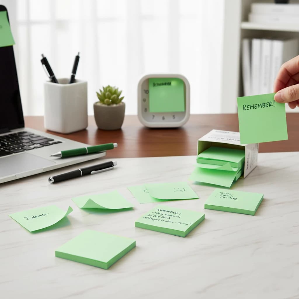 Blocco note adesivo verde da 100 fogli con piccole strisce per uso studentesco, adesivi per appunti, etichette adesive, piccoli quaderni rimovibili, b