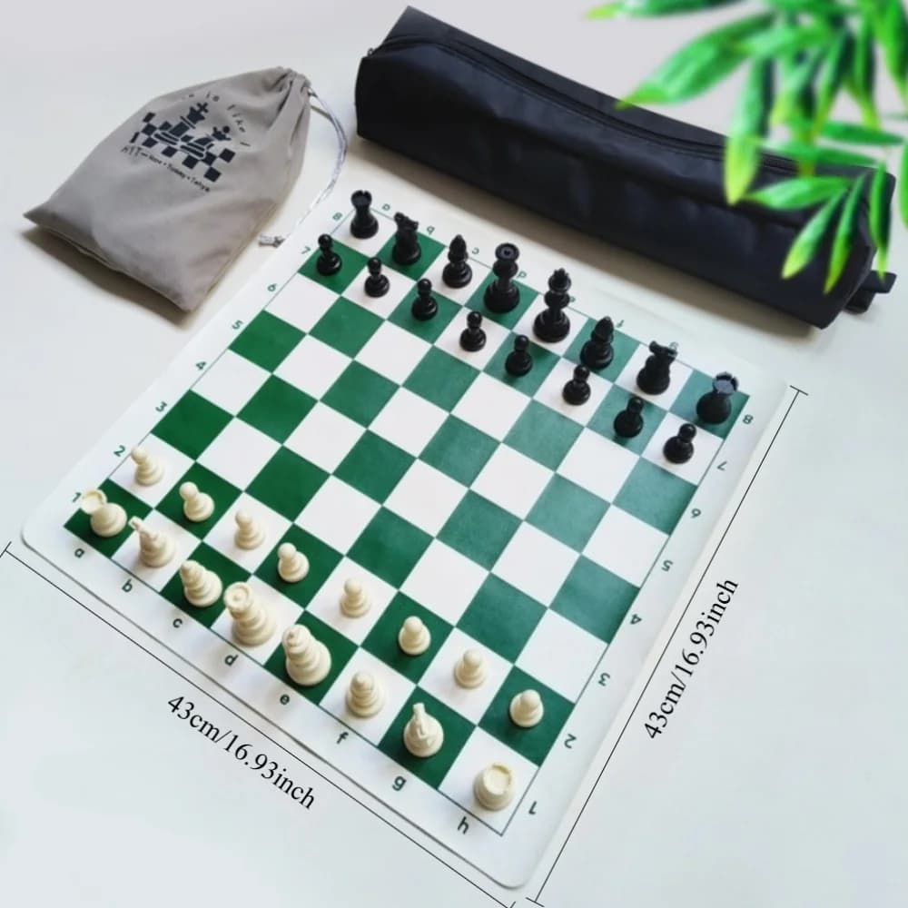 Portable Travel Chess Set - 16.93inch Folding Chessboard, Outdoor Camping Travel Game with Storage Backpack