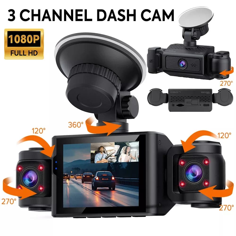 DVR for 3-channel HD 1080P 3 objectives within the vehicle Dash CamTre-way camera DVR Recorder Dashcam Video Recorder Camera