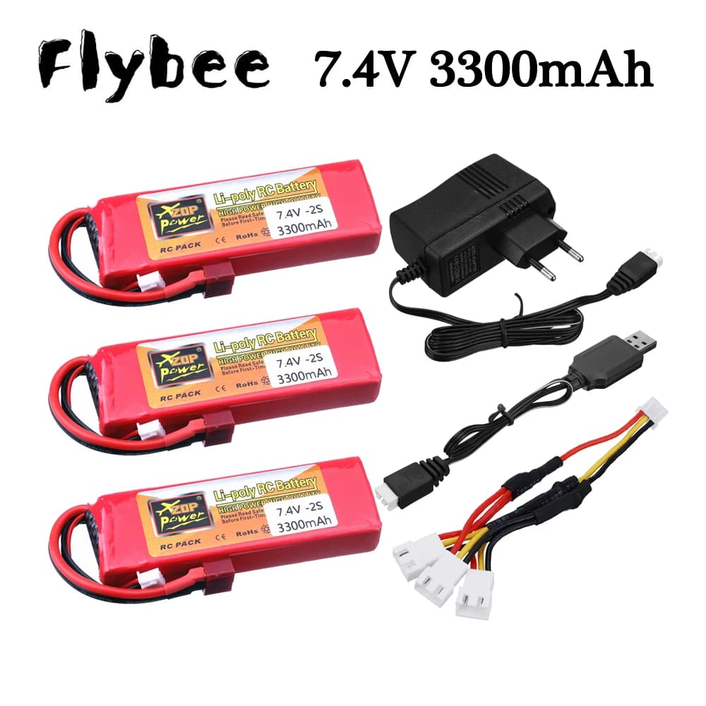 Set di caricabatterie Lipo 2S 7,4 V 3300 mAh per Wltoys 144001 124016 124017 124018 124019 104001 12428 12423 Batteria per ricambi auto RC