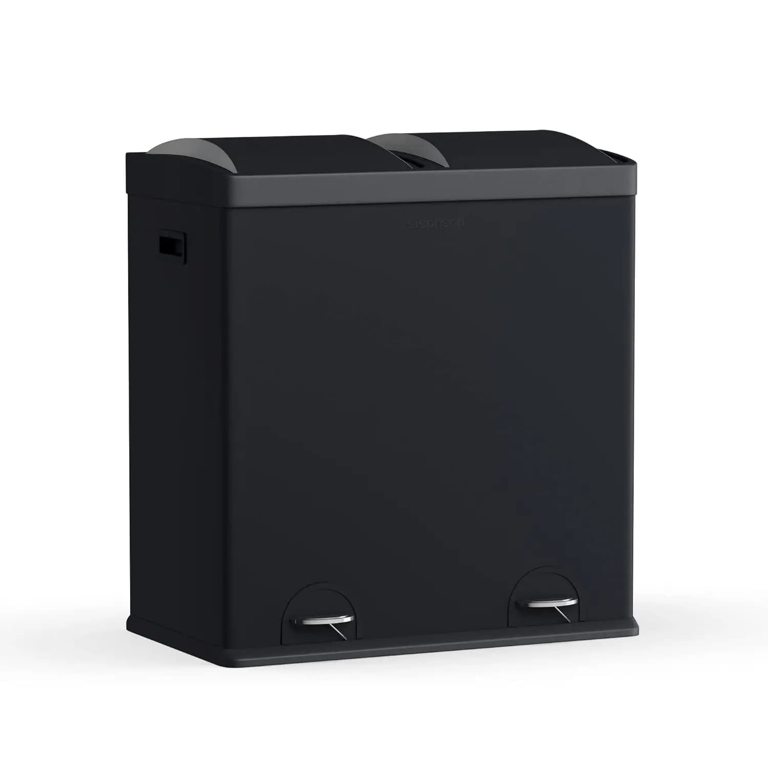 The 60 Liter 2 Compartment Trash and Recycling Bin, Black (900602B)