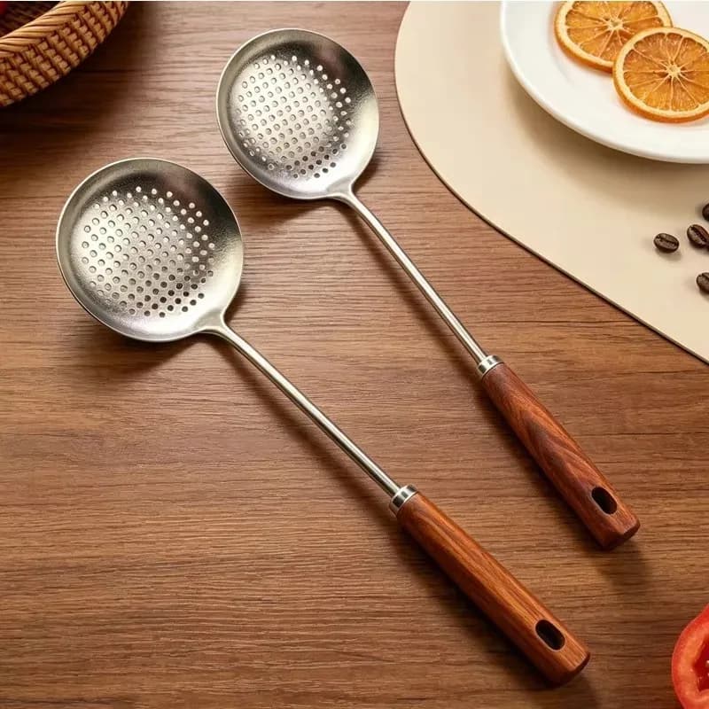 D20 Shovel Extended Pear Wooden Handle Mushroom Shovel Frying Shovel Cooking Pan Kitchen Spoon Soup Spoon