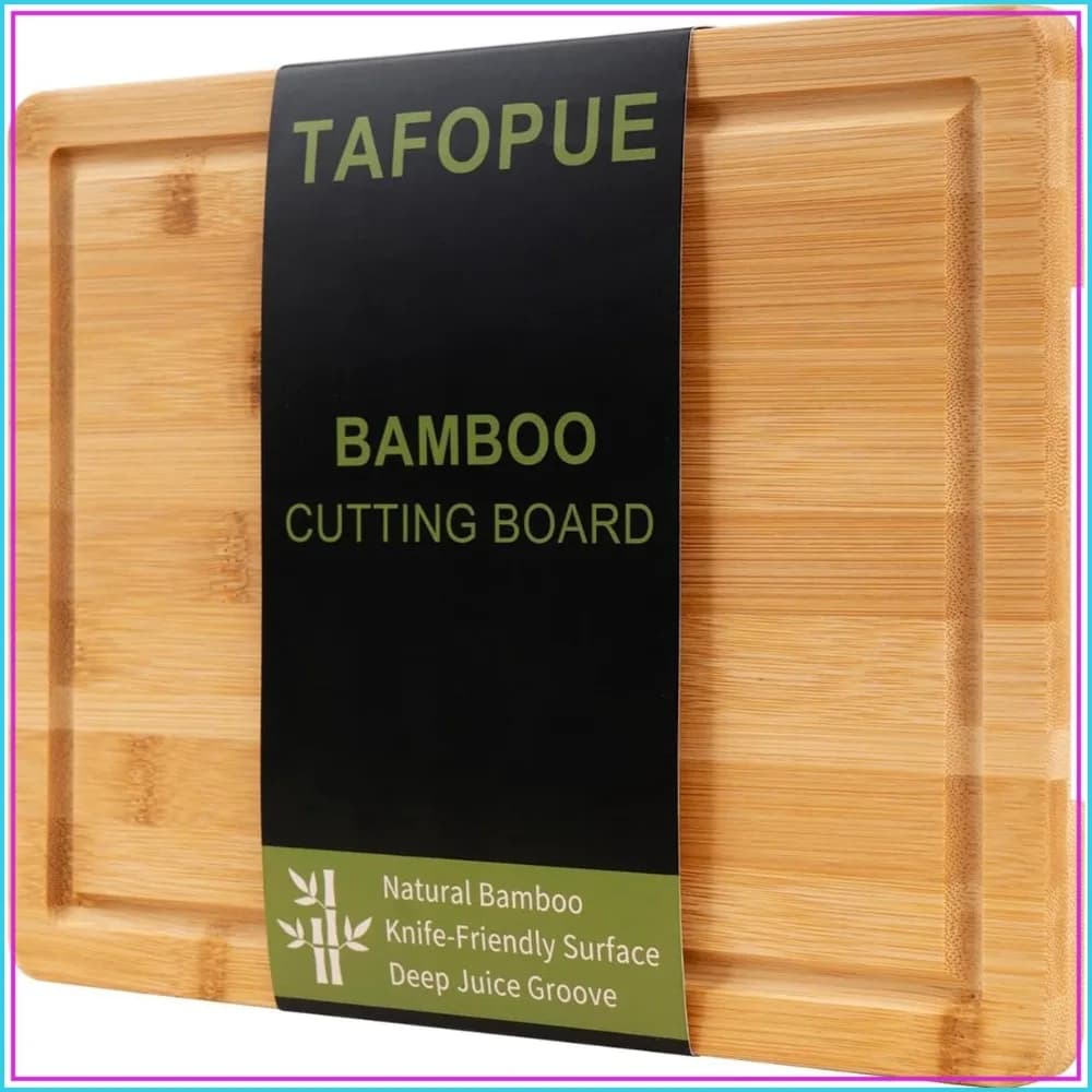 Bamboo Cutting Board with Juice Groove, 12x9 Inch Lightweight Kitchen Chopping Board for Fruits, Vegetables, Bread, Cheese, Meat, BBQ, Serving
