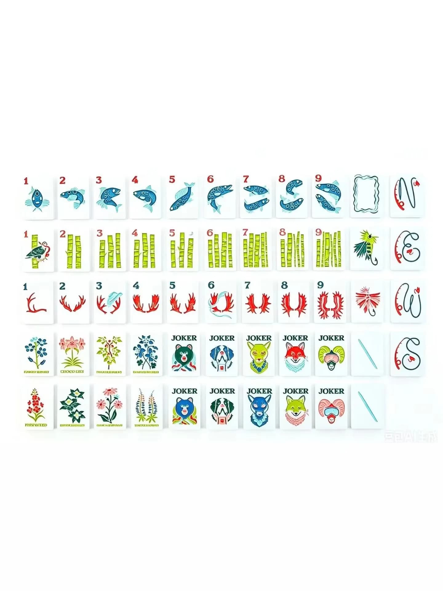 American Mahjong Tiles Portable Single-layer Acrylic Positive and Negative Engraved Painted Animal Pattern Mini Mah Jongg Tiles