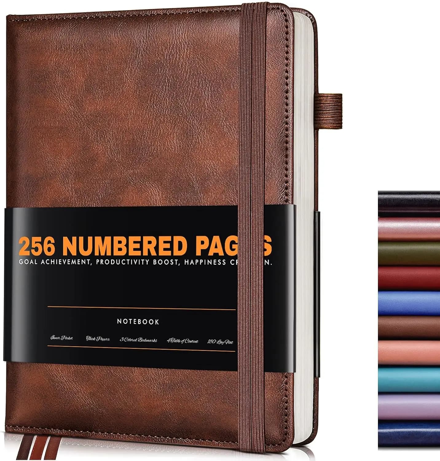 A5 Leather Journal, 256 Numbered Pages, College Ruled, Hardcover Notebook for Writing, Business, School, 5.75"x8.38", Brown