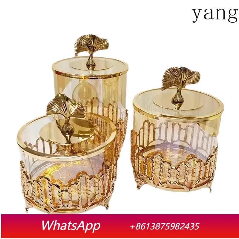 Set di 3 Barattoli Decorativi Dorati CX Creative per Caramelle e Frutta Secca, Ornamento per Soggiorno