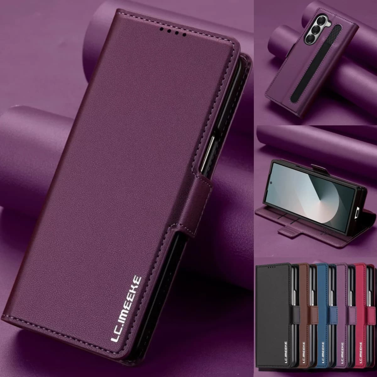Magnetic Flip Leather Phone Case for Samsung Galaxy Z Fold 8 Ultra7 6 5 4 3 5G Fold6 Fold5 Fold8 Wallet Card Cover Etui Coque