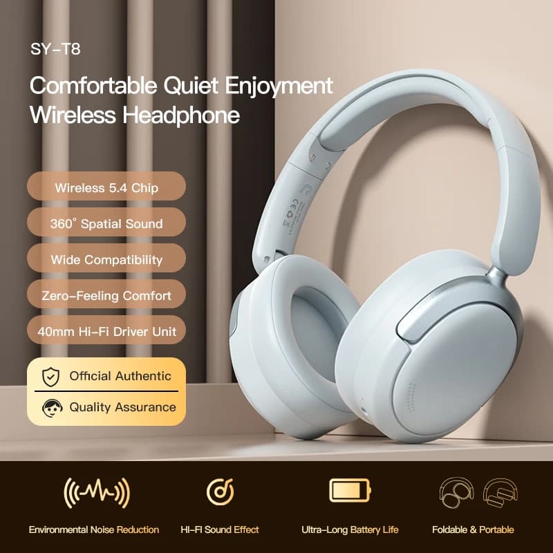 EOENKK Chioce Original SY-T8 Cuffie wireless Bluetooth 5.4 20 ore di durata della batteria Cuffie da gioco con riduzione del rumore con microfono