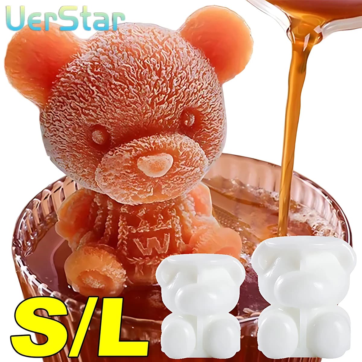 1-10PCS 3D Bear Ice Cube Mold Cube Silicone Bear Ice Grinder Ice Cream Coffee Making Tools cold beverage DIY ice cream molds