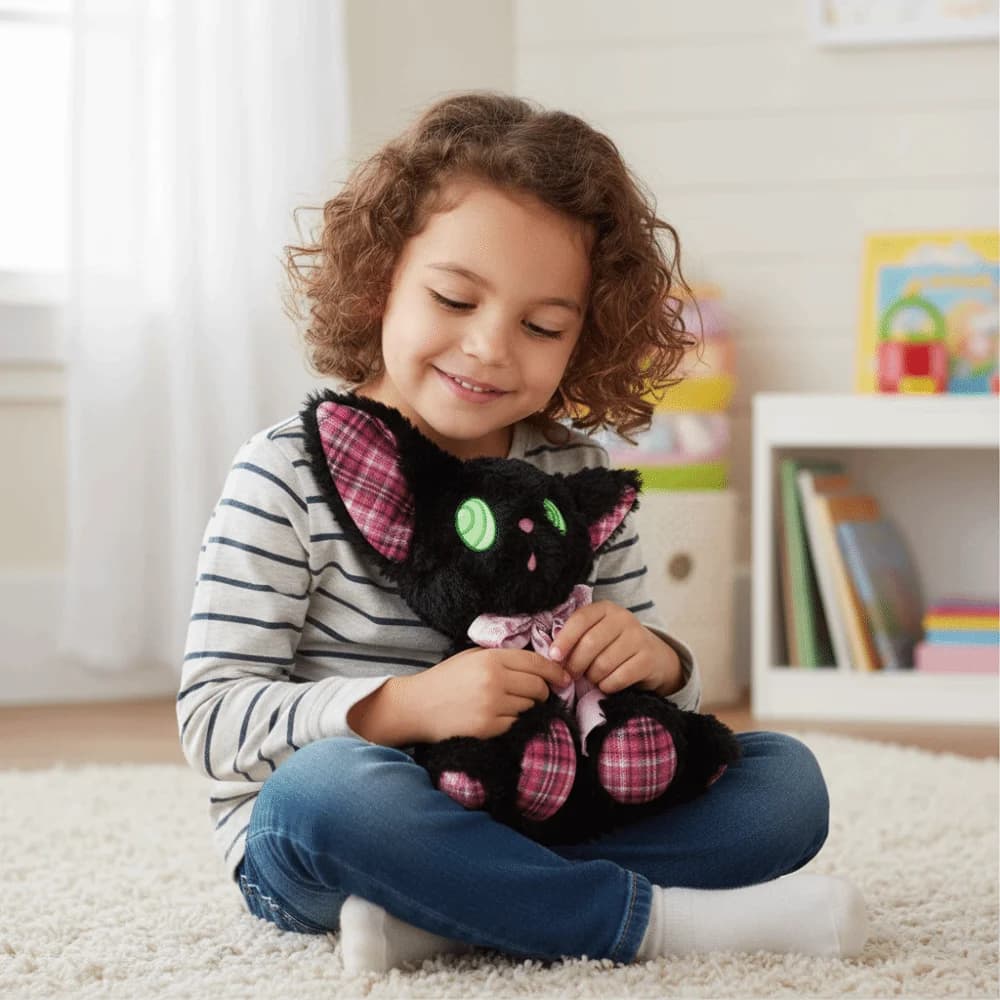 Gatto Nero Carino, Bambola Gatto dal Design Adorabile, Materiale Morbido, Peluche Cartone Animato, Regalo per Bambini