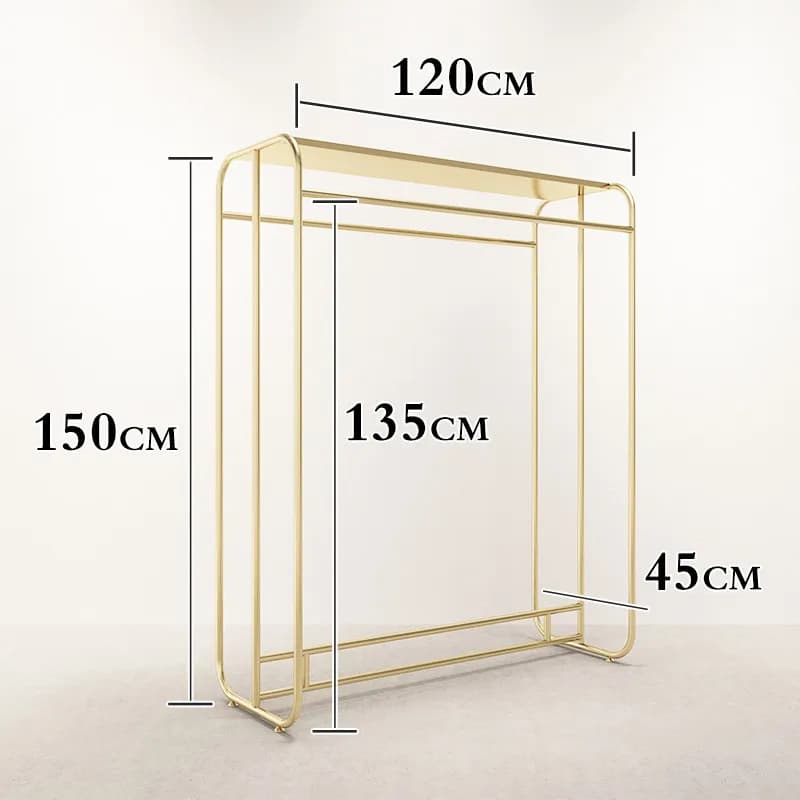 Double row island display rack, women's clothing store, middle display rack, wrought iron side hanging clothes hanger
