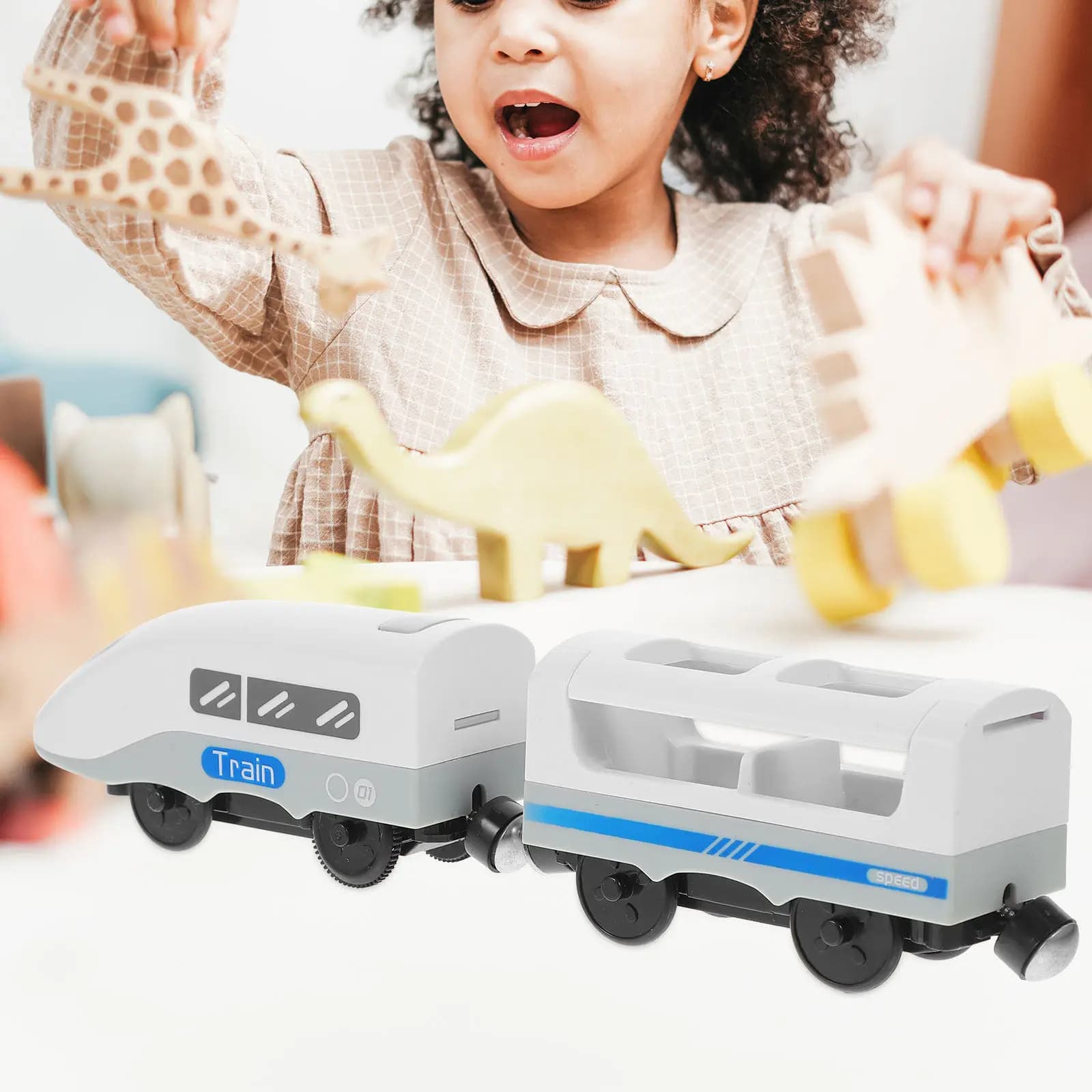 Electric Train Head Creative Plastic Alloy Safe Kid Plaything Early Educational Birthday Gift Cognitive Development Locomotive