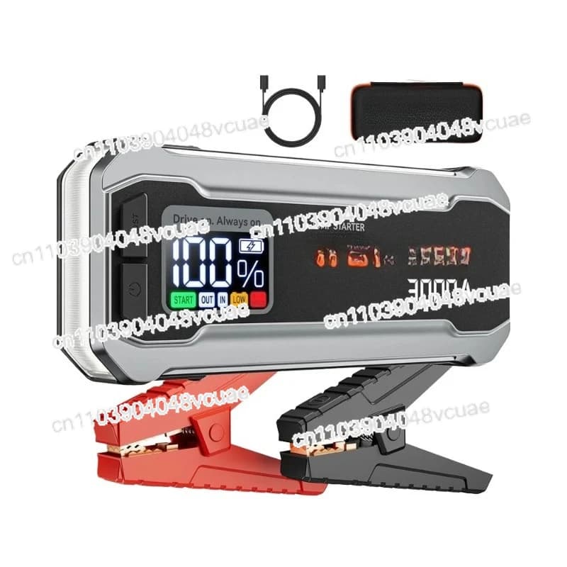 Per 3000A Avviatore di emergenza portatile 12V Batteria per auto Booster Luce LED Ricarica rapida 65W (adattatore non incluso) Batteria 16000mAh