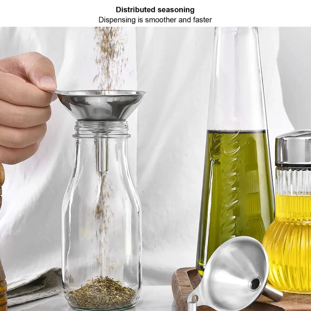 Set di 3 Imbuti da Cucina in Acciaio Inossidabile, Resistenti al Calore, per Riempimento Bottiglie, Dispenser di Liquidi Robusto in Argento