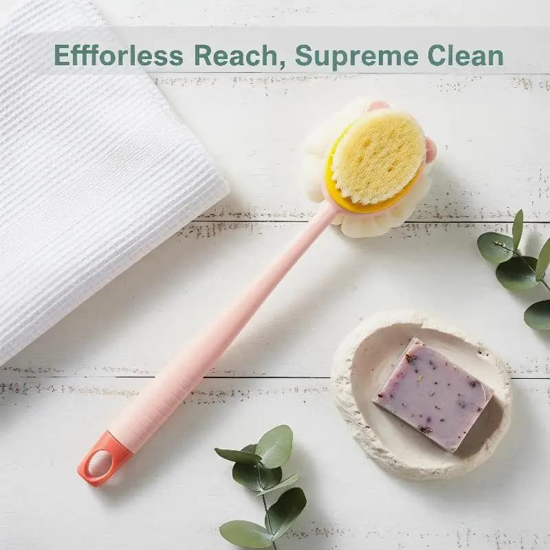 Double Sided Scrubbing Tool Bath Brush Long Handle Soft Fur Bath Brush Detachable Scrubbing Towel Strong Back Rubbing