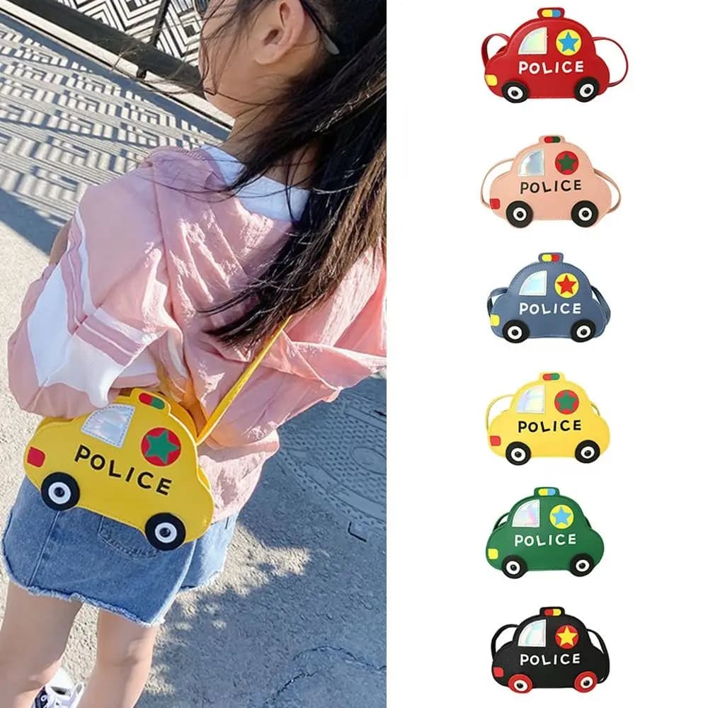 Borsa a Tracolla per Bambini in Pelle PU, Design 3D a Forma di Auto, Borsetta con Portamonete per Bambini