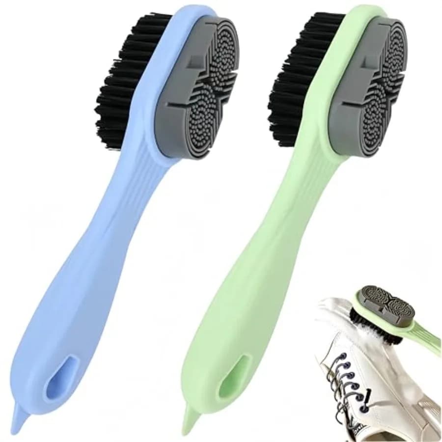 Spazzole per scarpe per la pulizia Spazzola per scarpe bifacciale per la pulizia Spazzola in silicone a setole morbide Spazzola per pulire le scarpe Spazzola per pulire le scarpe