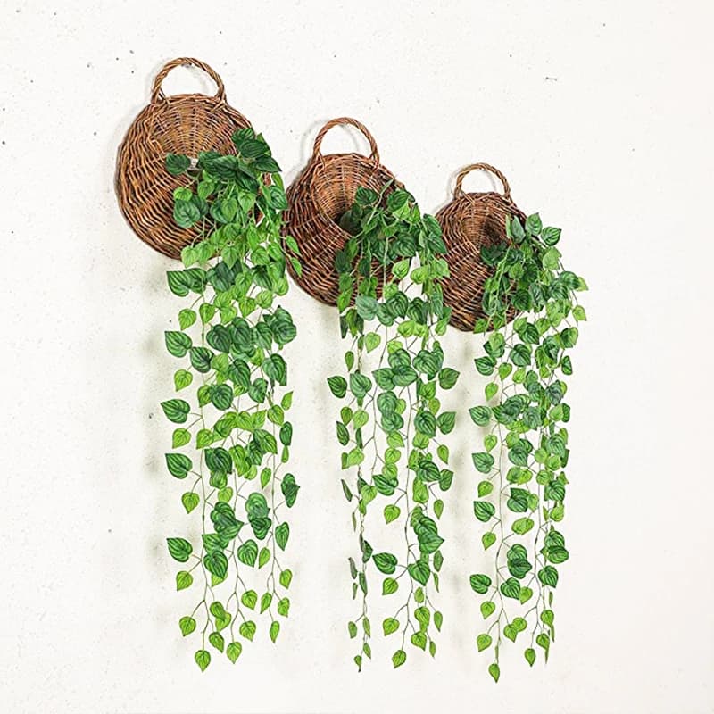 Piante Artificiali in Rattan da Appendere, Foglie Finte di Edera Verde per Decorazione di Casa, Stanza, Giardino, Matrimonio, Ghirlanda, Parete, Esterni