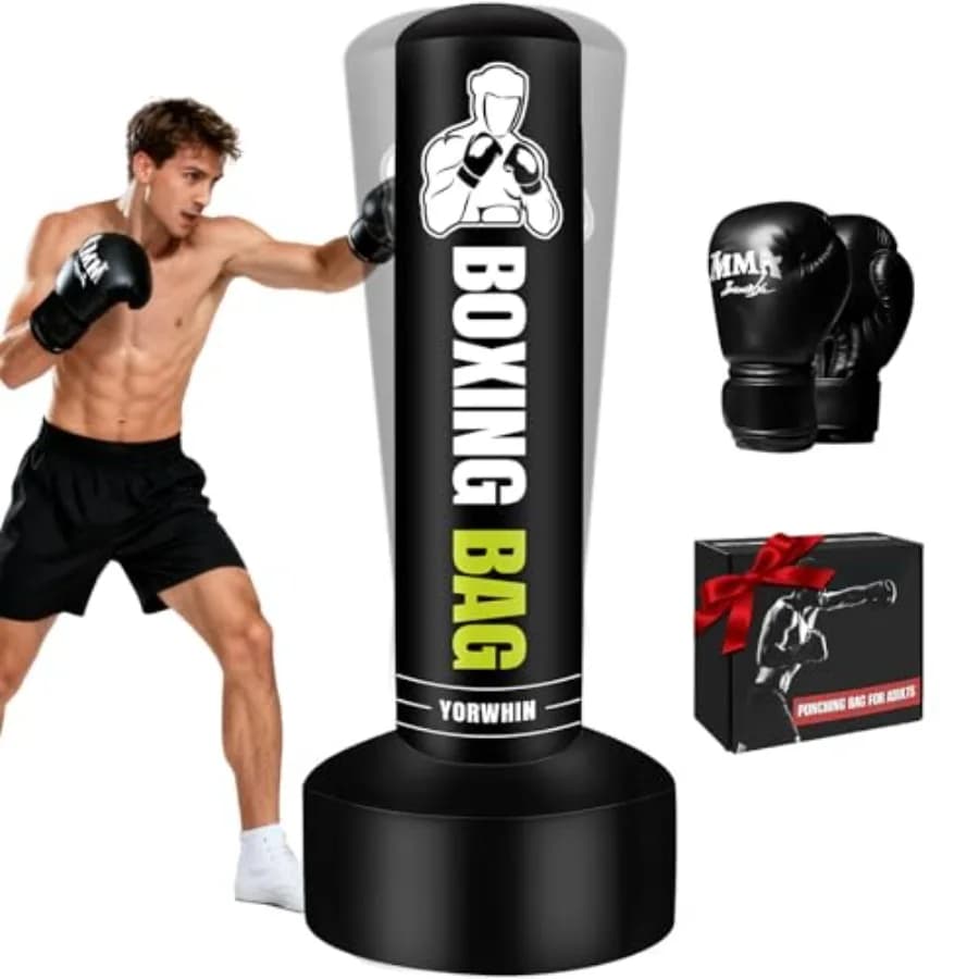 Sacco da Boxe Autoportante Pesante per Adulti, Sacco da Boxe da 70'' con Guanti, per Allenamento Boxe Uomo Donna