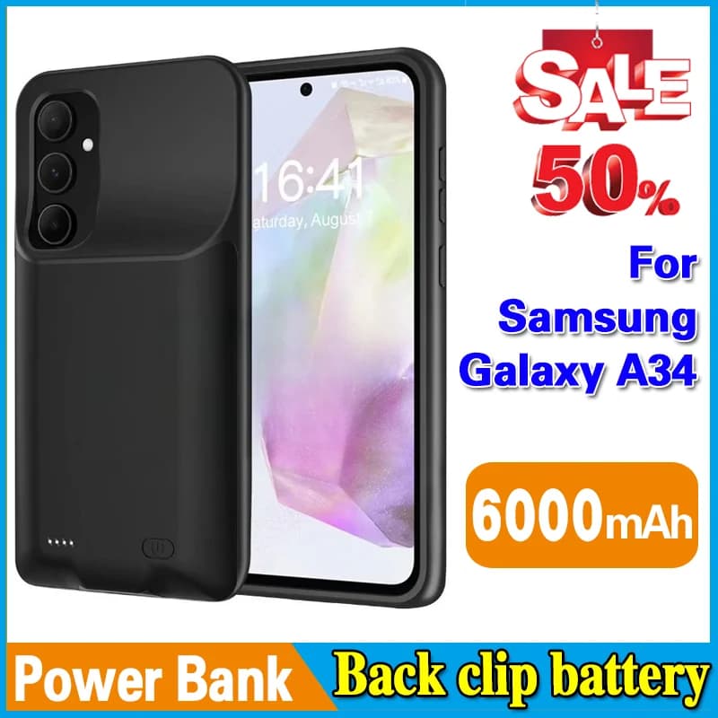 6000mAh High-Quality Back clip battery Power Bank for Samsung GalaxyA34 Battery Power Case Powerbank