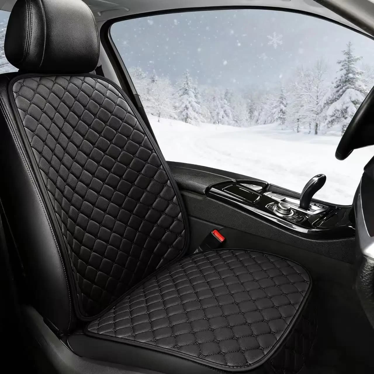 Leather car seat cushion for all seasons universal set of 7 pieces, single non-slip seat, wear-resistant, without tie, five sea rear laptop