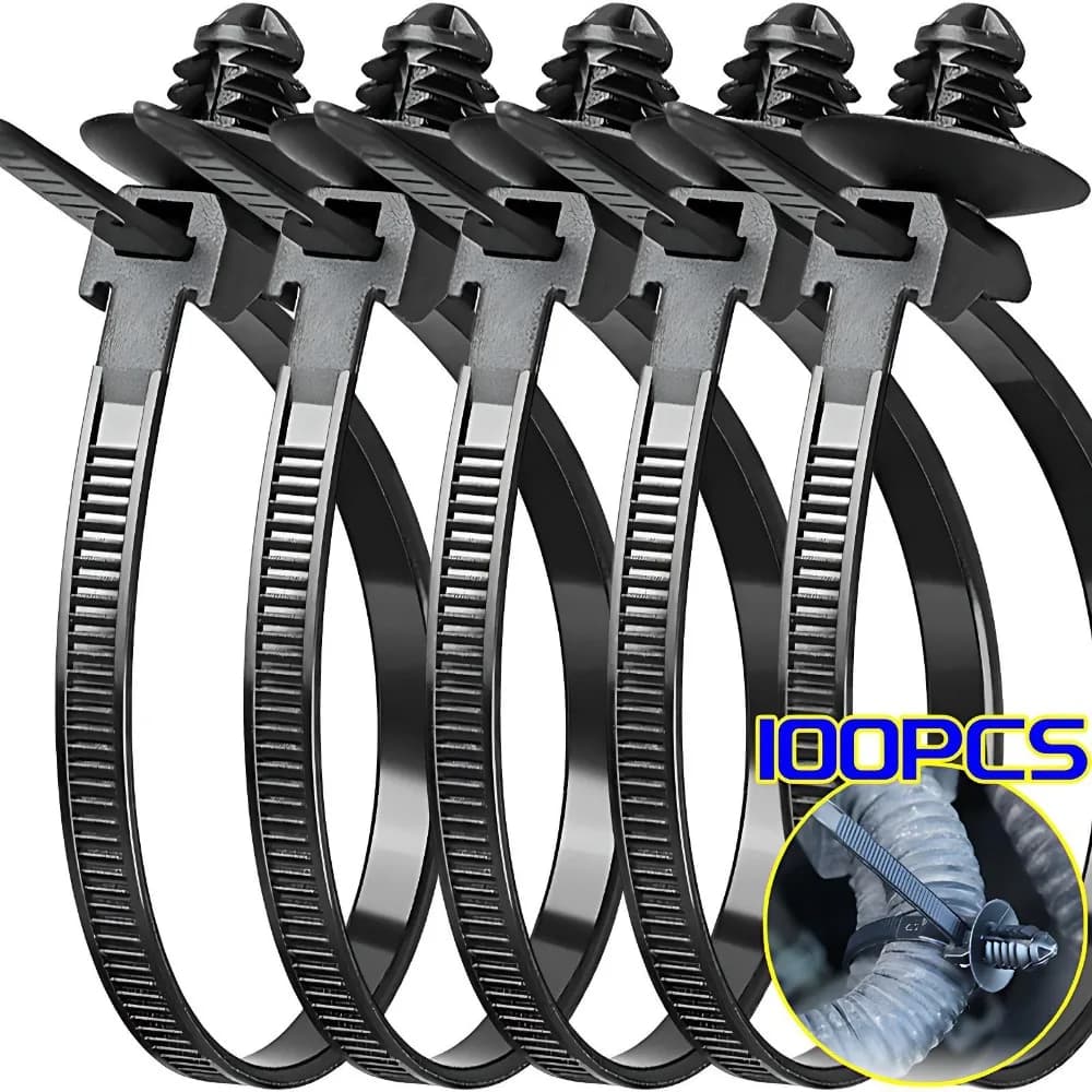 Fascette in Nylon per Cavi Auto, Clip di Fissaggio per Cablaggio, Supporto per Organizzazione Fili, Morsetto di Fissaggio per Telaio e Motore Auto
