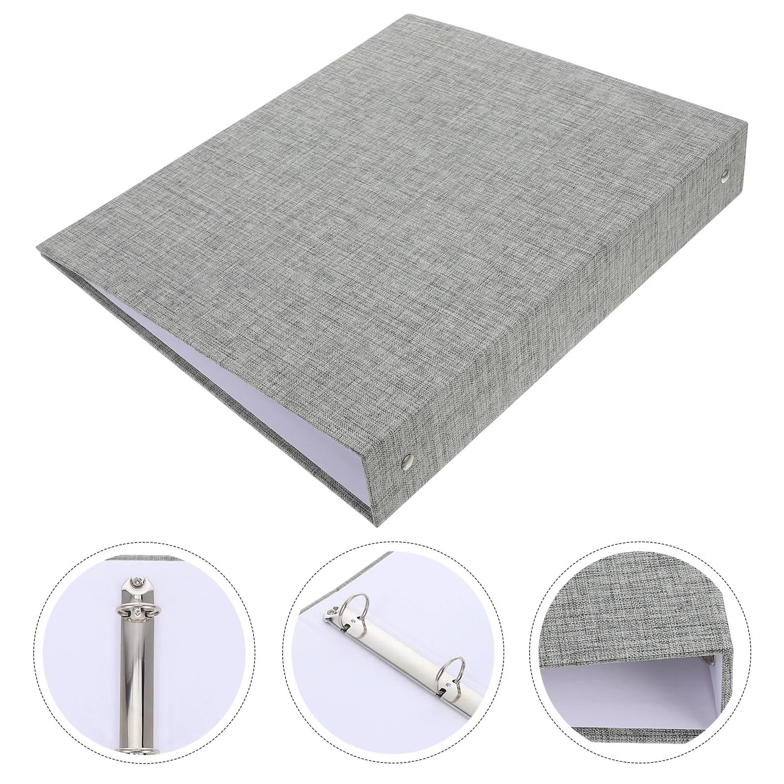 A4 Hardcover Fabric 3 Ring Binder Document Organizer File Folder for Office School Home Paper Sheet Storage Sheet Organizer