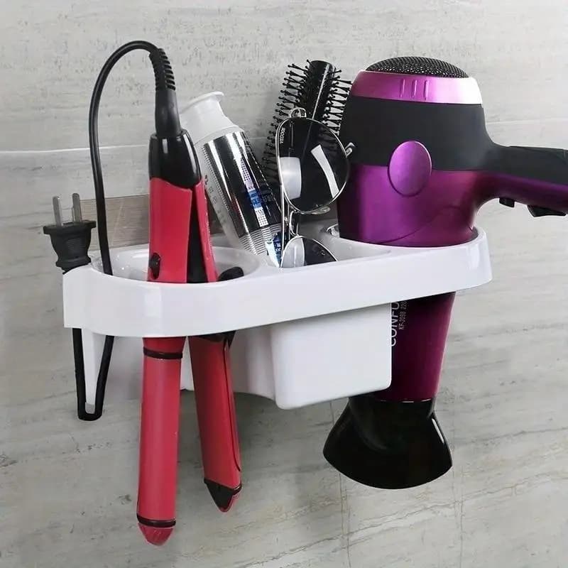 1PC Hair Dryer Rack Comb Holder Bathroom Storage Organizer Self Adhesive Wall Mounted Stand for Shampoo
