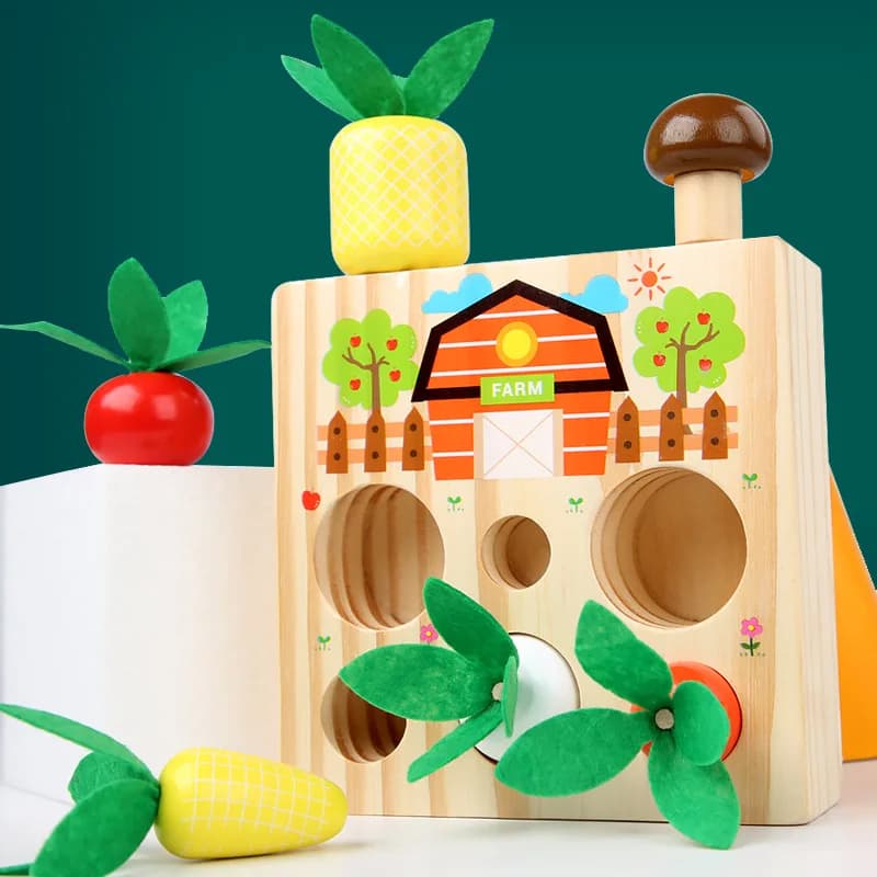 Montessori Carota in legno Tirare il giocattolo Building Block Carota Gioco Cognizione precoce Giocattolo educativo Regali giocattolo Montessori in legno naturale