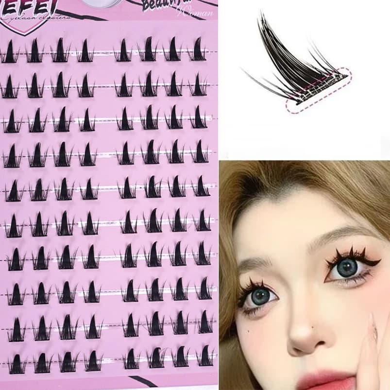Self-adhesive fake eyelashes without glue 5D Natural thick heads Extension curled eyelashes Easy application