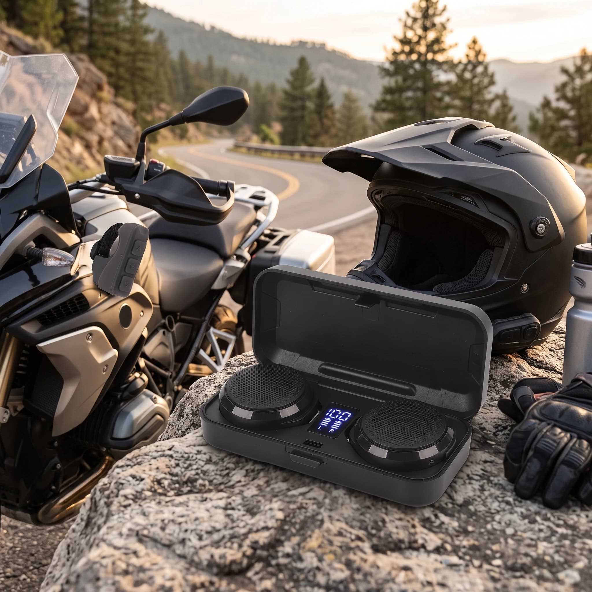 Altoparlante Wireless per Casco, Auricolare Bluetooth per Casco Moto con Montaggio a Strappo per Sport all'Aperto, Sci, Arrampicata
