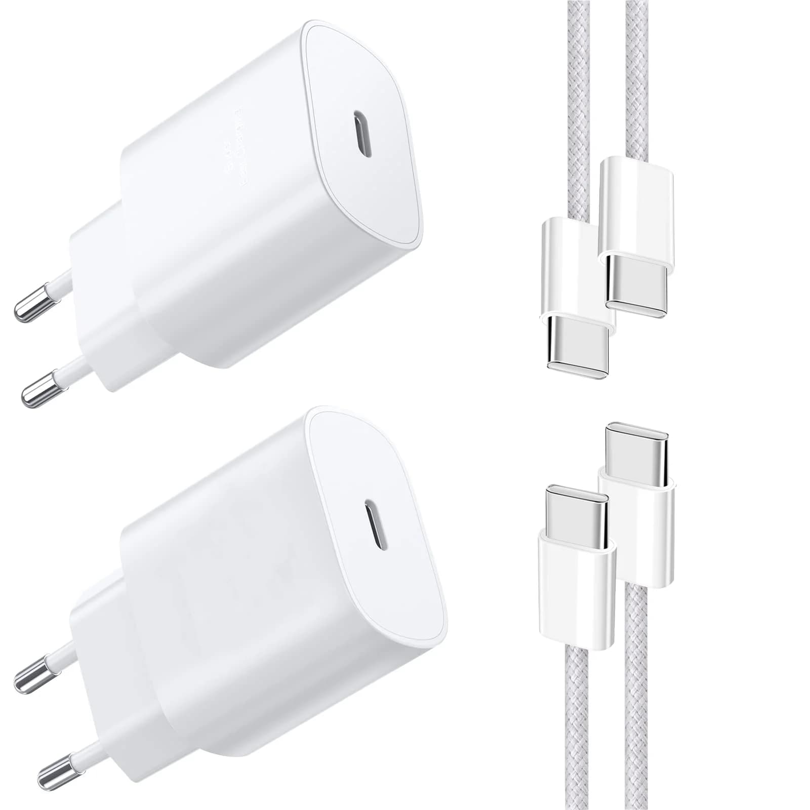 2-Pack 20W USB C Charger, Super Fast Charging Nylon Adapter With 2M USB C Cable for Samsung Galaxy S23/S22/S21 Ultra/S21+/S20