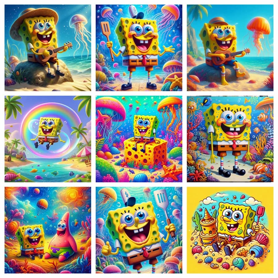 Kit di pittura diamante anime americano 5D fai da te SpongeBob SquarePants croce ricamo fatto a mano diamante mosaico regalo d'arte