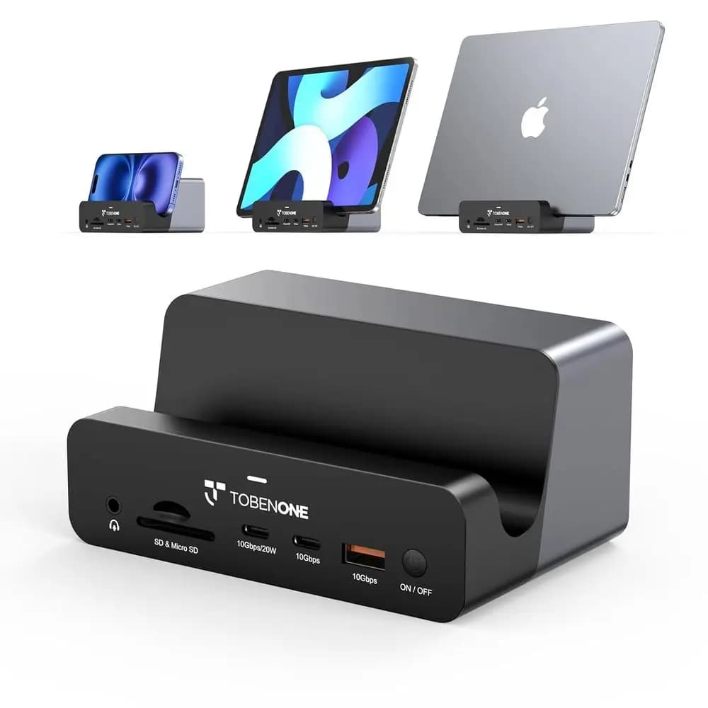 18-in-2 Dual Monitor 4K Docking Station with 150W Adapter, 20W Charging, 2 HDMI/DP, 7 USB Ports, 2.5Gbps Ethernet, Audio