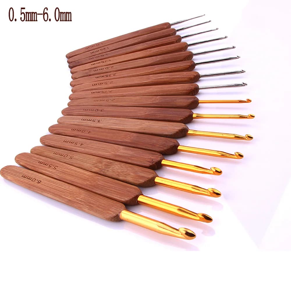 0.5mm-6mm Crochet Hooks Knitting Hook Yarn Sewing Accessories Hair Making Crochet Locks Braids Weaving Needle Tool Bamboo Handle