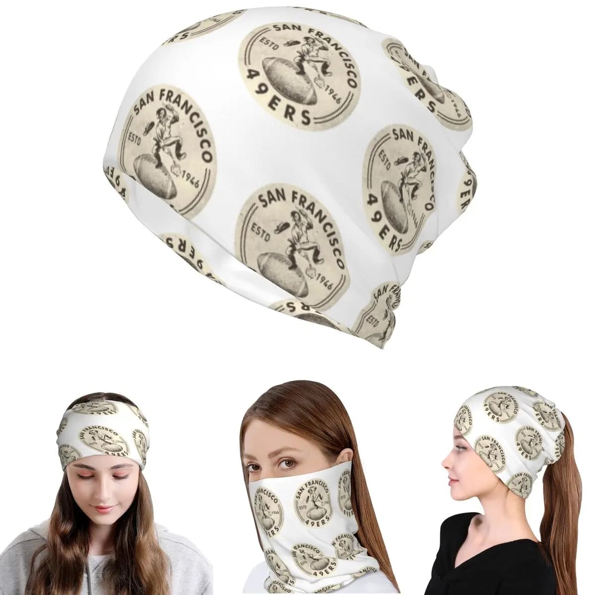 Vintage San Francisco 49ers By Buck Bandana Neck Gaiter Magic Scarf Copricapo multiuso Cappello Beanie per uomo donna traspirante