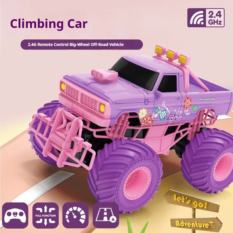 Auto Telecomandata Rosa Jjrc 2.4G con Ruote Grandi, Fuoristrada Resistente agli Urti, Giocattolo Acrobatico Rotante per Ragazze, Regalo per le Vacanze