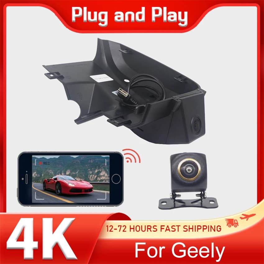 New! DVR camera cycle registration for cars with hidden dashboard camera Plug and play for Geely Atlas PRO STAR ZONE, Dashcam, WIFI APP control