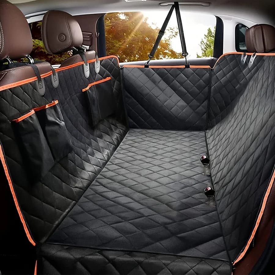 Coprisedile per auto per cani - Amaca per animali domestici con 4 tasche laterali, protezione antigraffio e antiscivolo per sedile posteriore per auto, camion e SUV