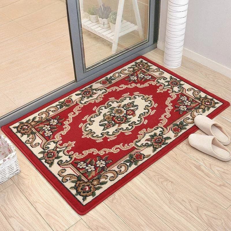 Tappeto d'ingresso rosso antiscivolo tessuto a macchina, tappeto per soggiorno, zerbino per porta, tappeto da cucina, tappetino rettangolare per uso domestico